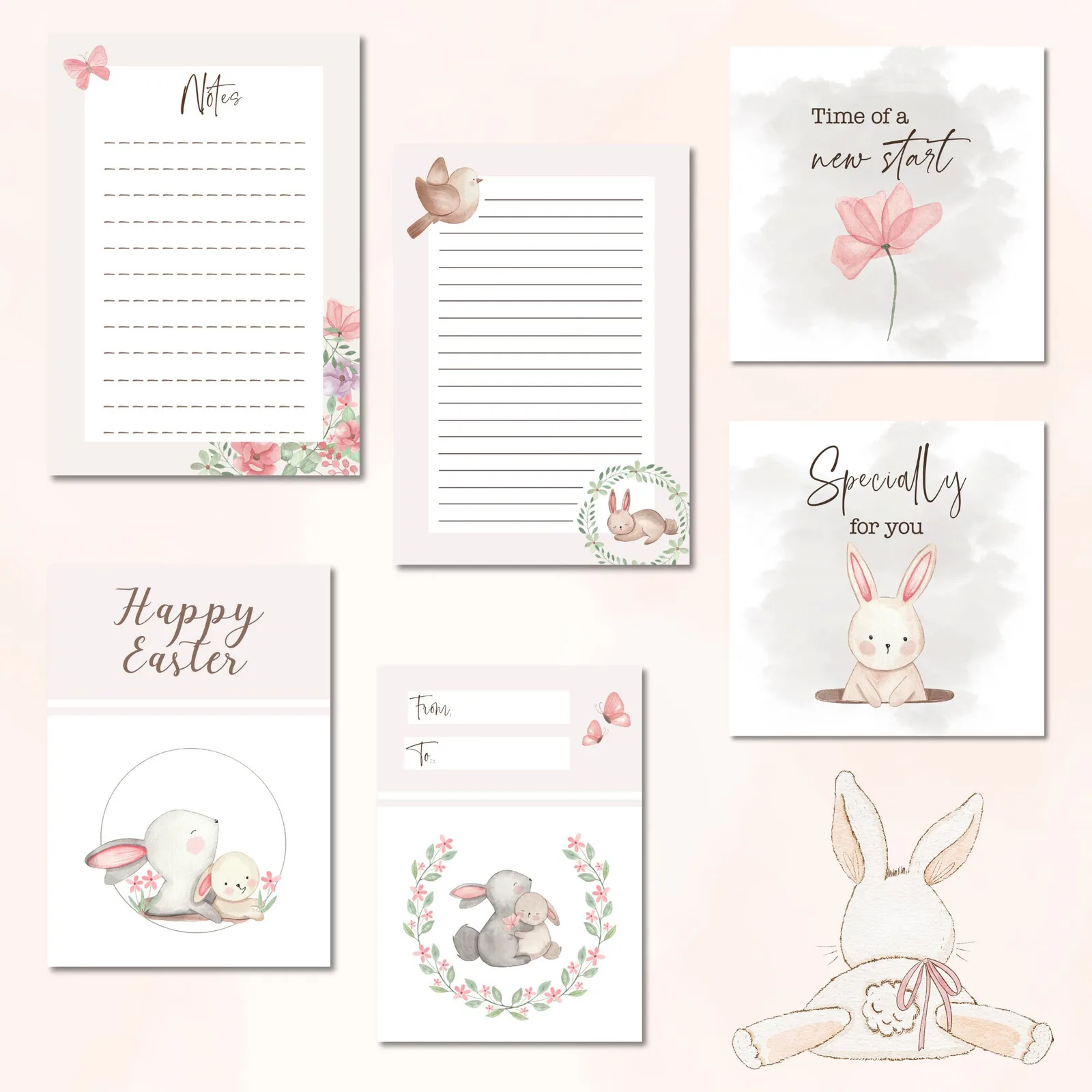 Easter Clipart Mega Bundle: Watercolor Bunnies & Digital Papers (Instant Download) Cliparts digital download preview by Cute & Co.