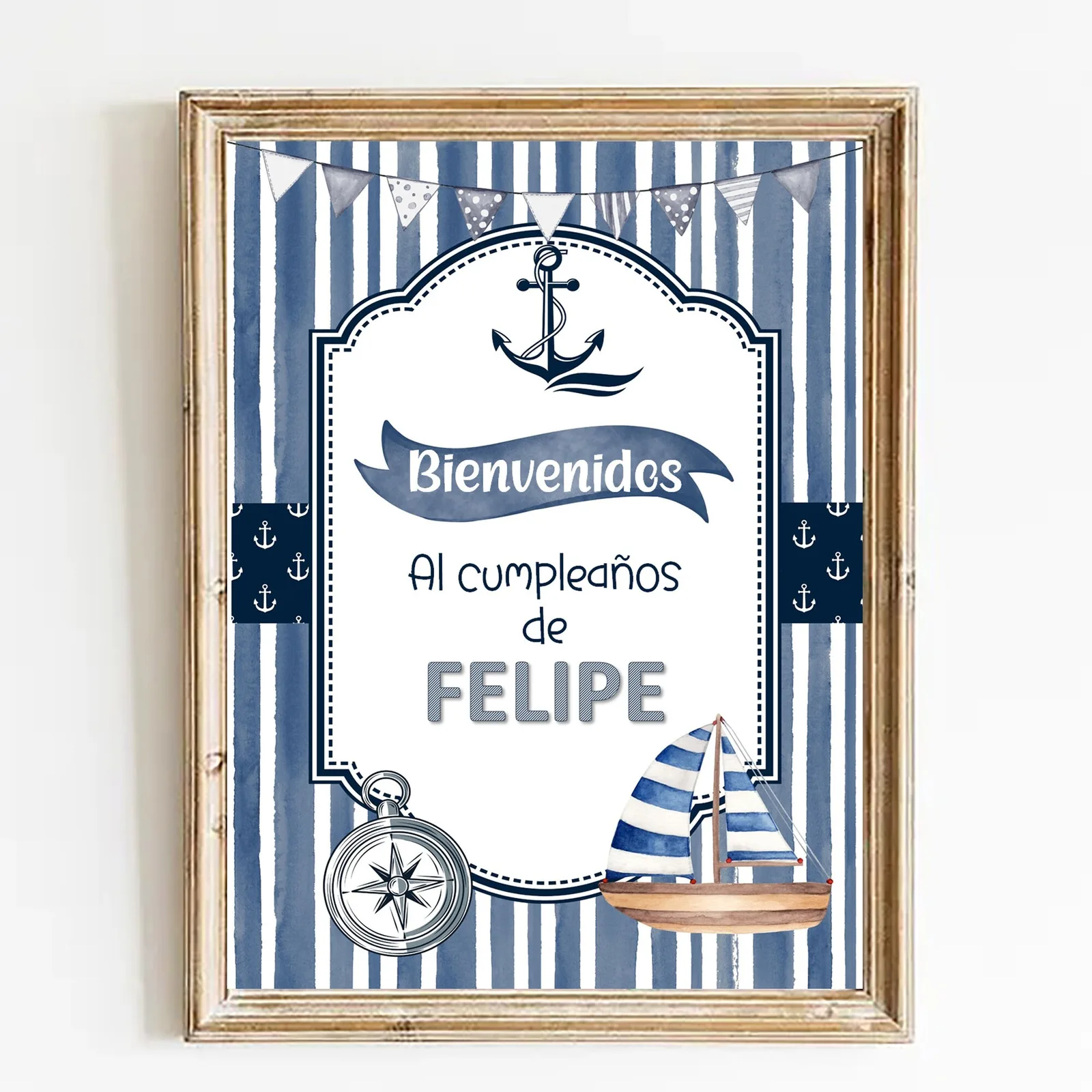Nautical Watercolor Party Kit, Editable Sailor Invitations, Candy Bar (Digital Download)