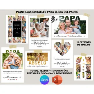 Fathers Day Photo Collage Template Personalized Gift for Dad Grandpa Canva PowerPoint Home Decor Prints digital download preview by Cute & Co.