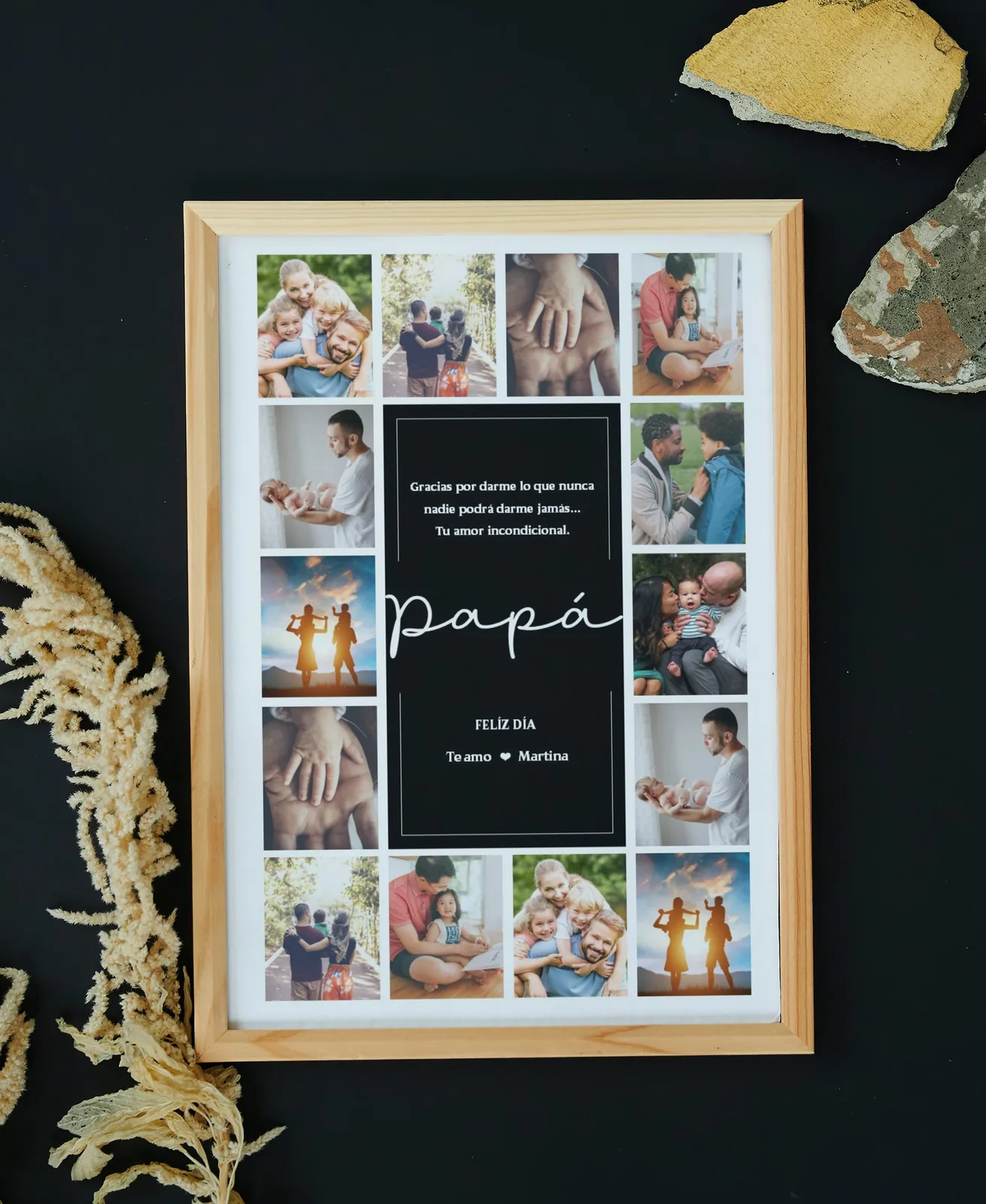 Fathers Day Photo Collage Template Personalized Gift for Dad Grandpa Canva PowerPoint Home Decor Prints digital download preview by Cute & Co.