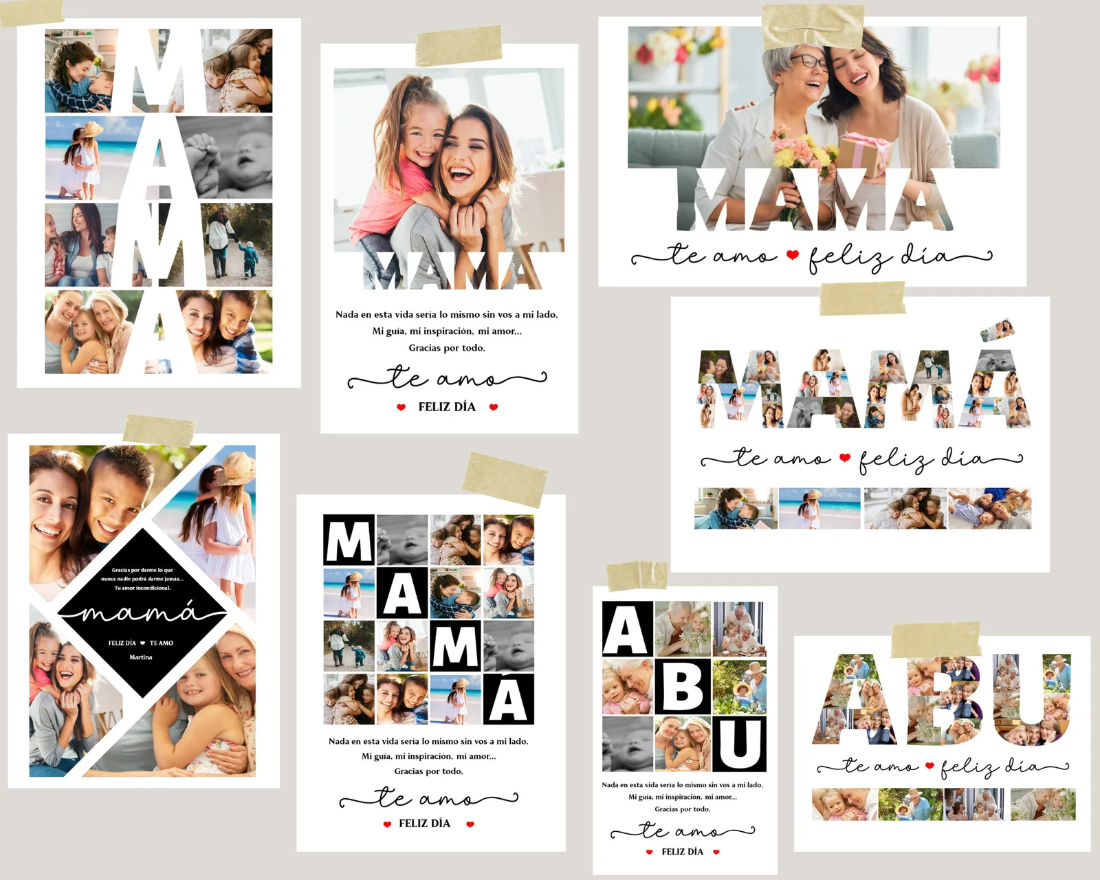 Mother's Day Photo Collage Template Personalized Gift for Mom Grandma Canva PowerPoint Home Decor Prints digital download preview by Cute & Co.