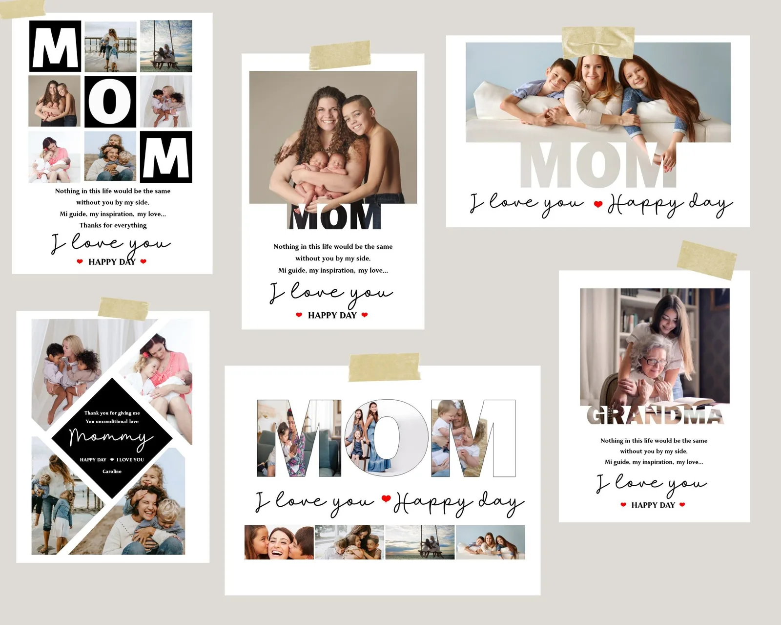 Mother's Day Photo Collage Template Personalized Gift for Mom Canva PowerPoint Home Decor Prints digital download preview by Cute & Co.