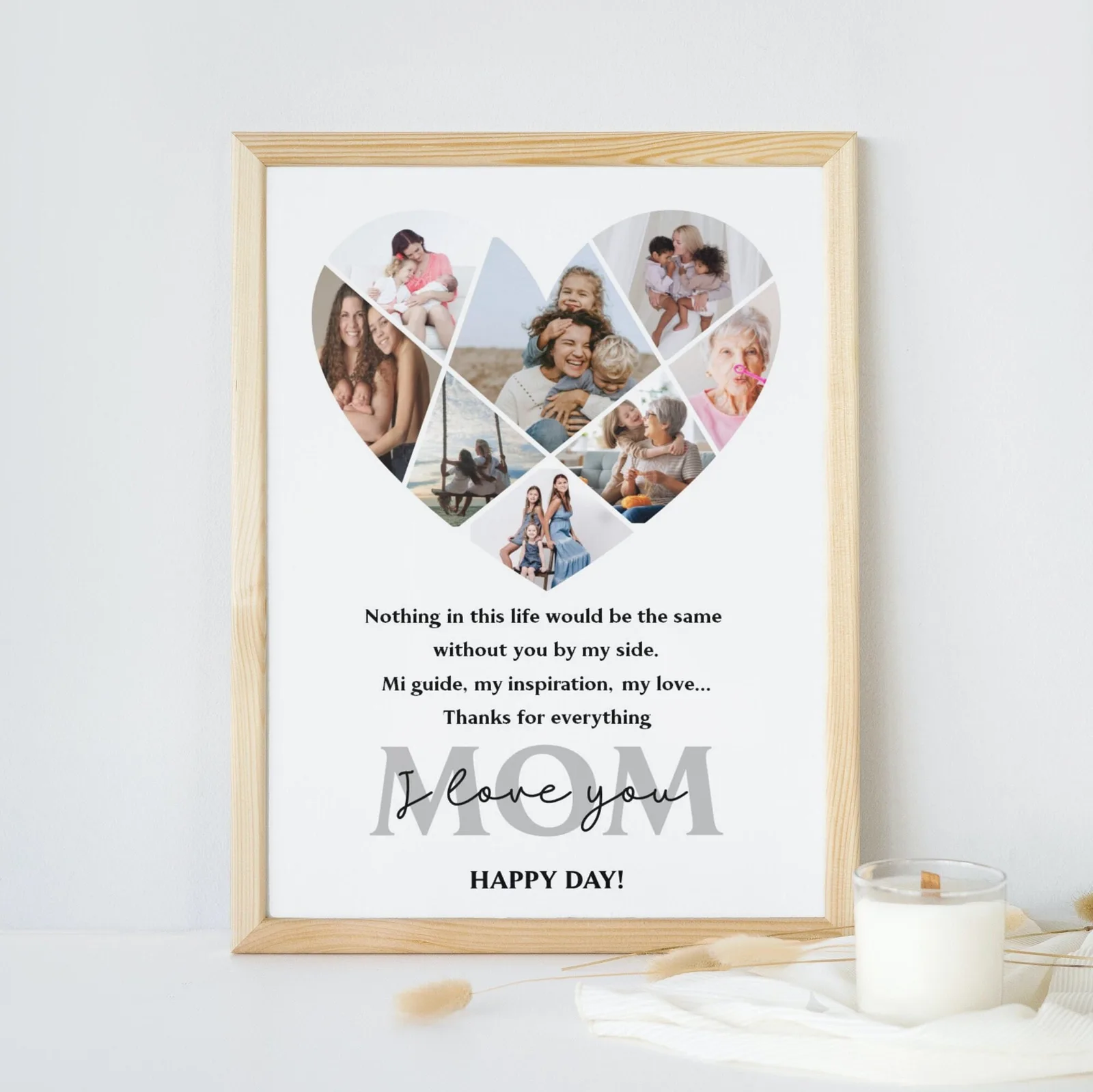 Mother's Day Photo Collage Template Personalized Gift for Mom Canva PowerPoint Home Decor Prints digital download preview by Cute & Co.