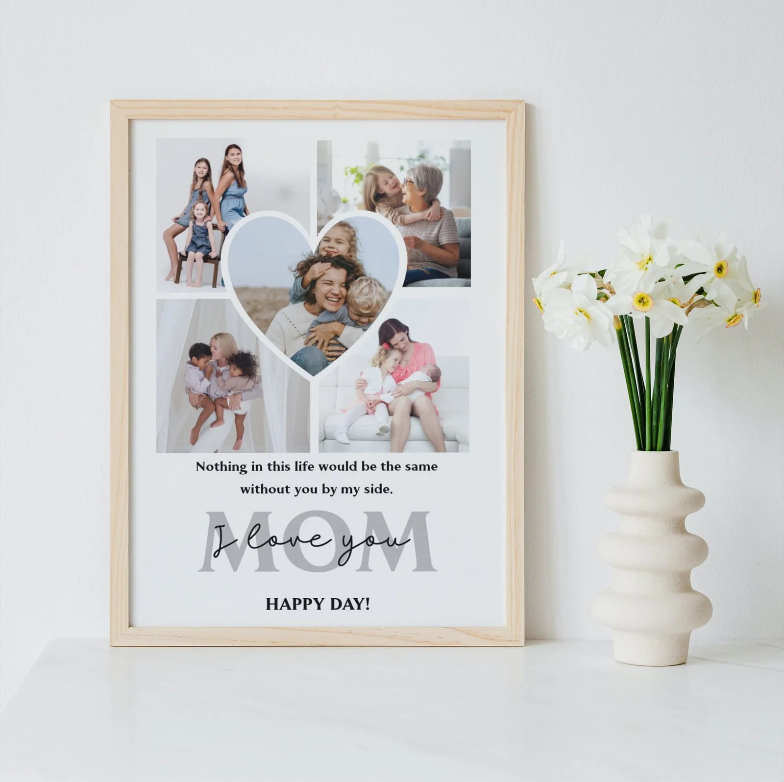 Mother's Day Photo Collage Template Personalized Gift for Mom Canva PowerPoint Home Decor Prints digital download preview by Cute & Co.