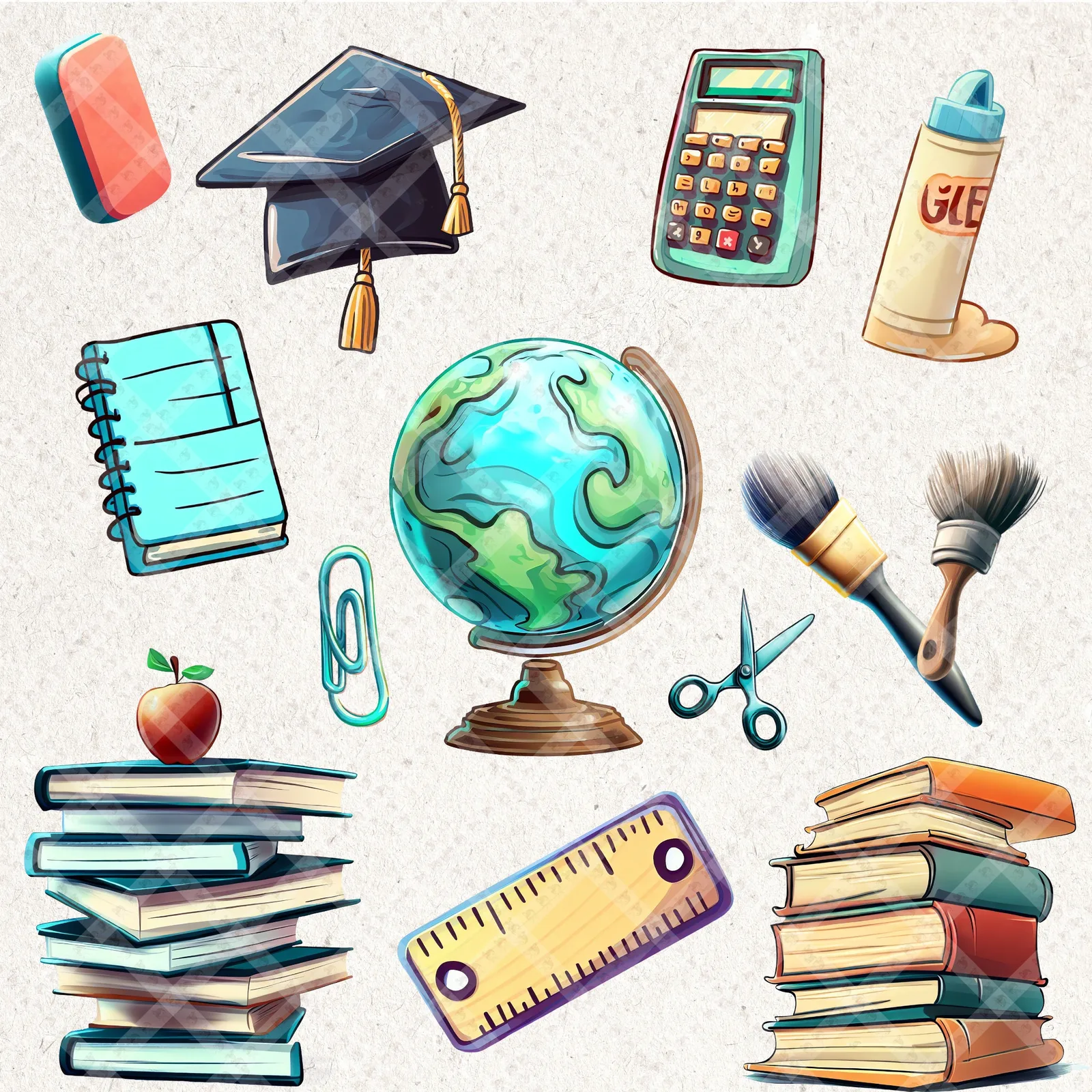 3D Cartoon Teacher Clipart Bundle: Diverse Characters, School Supplies (75 PNG) Back to school digital download preview by Cute & Co.