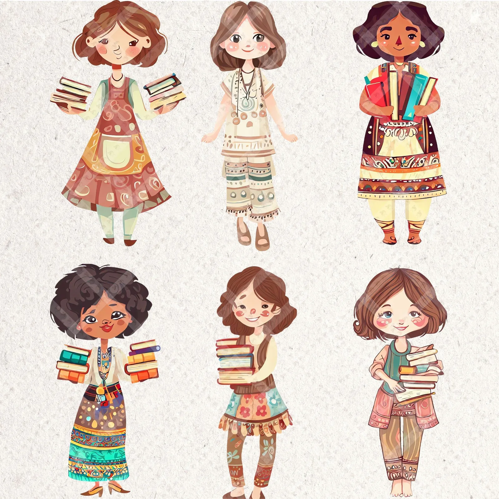 Boho Teacher Clipart Bundle School Supplies PNG Neutral Classroom Decor Retro Education Sublimation Back to school digital download preview by Cute & Co.