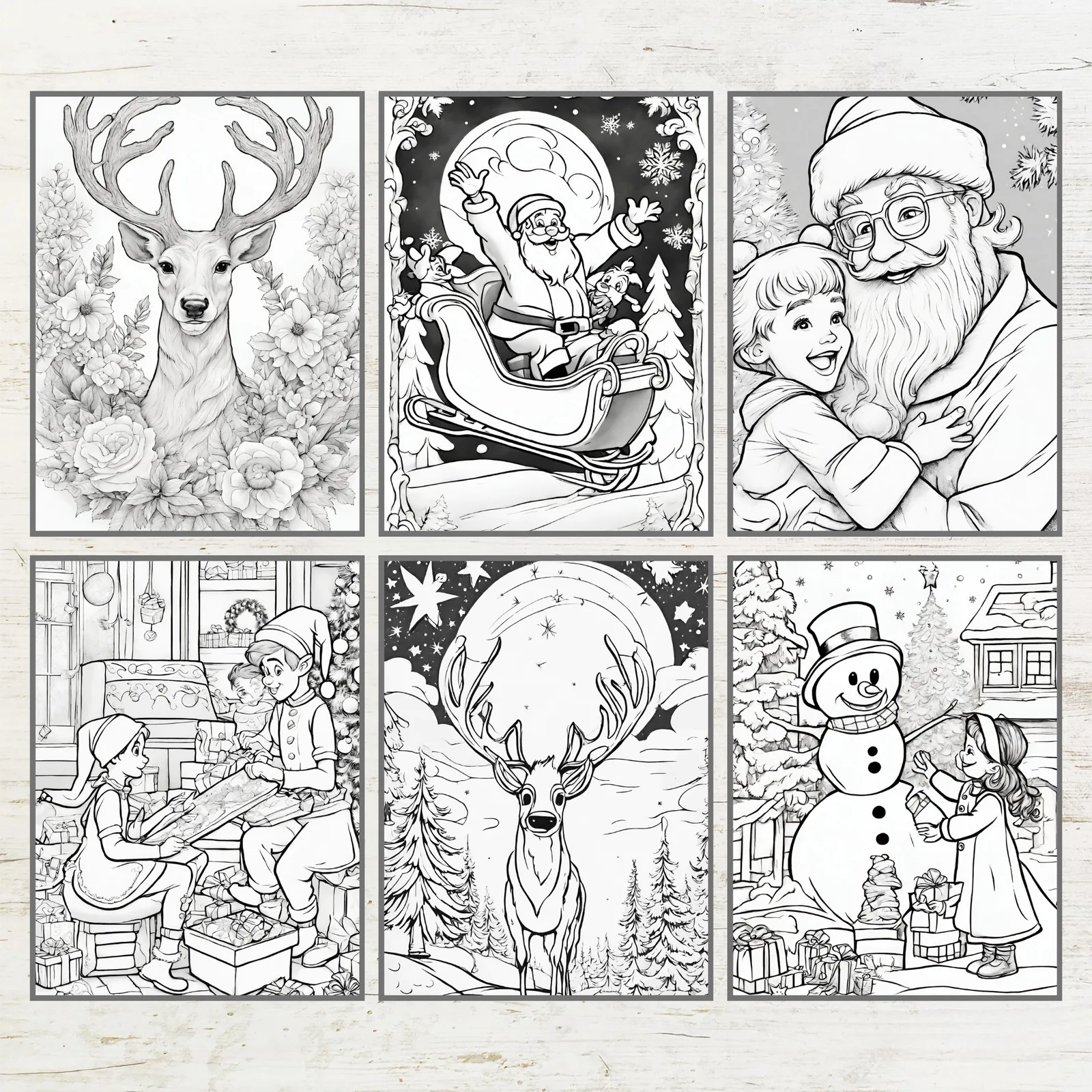 Christmas Coloring Book: 80 Pages, Santa, Winter Scenes (PDF Download)
