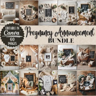 Neutral Pregnancy Announcement Templates, Minimalist Canva Bundle for Social Media & Print Baby Announcements digital download preview by Cute & Co.