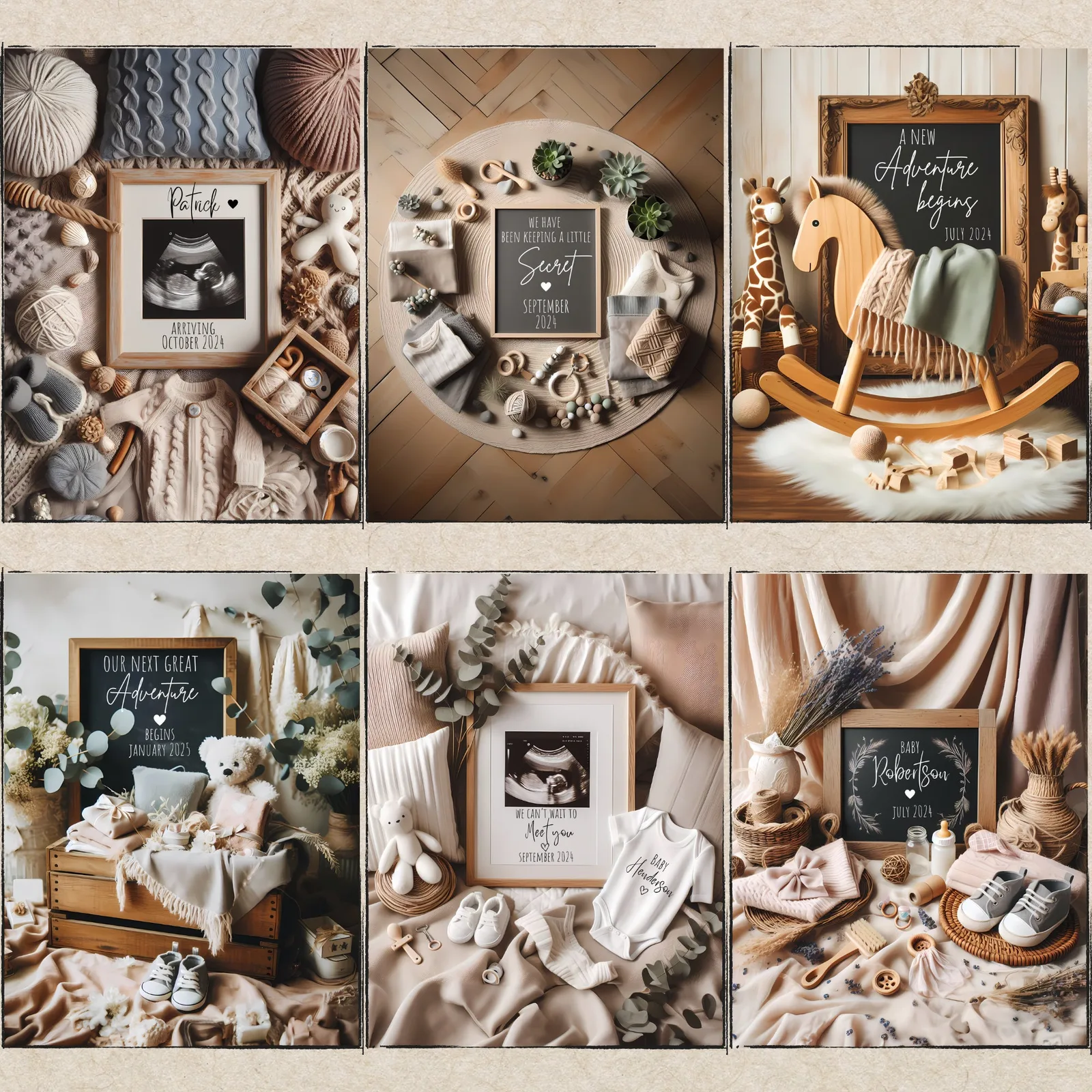 Neutral Pregnancy Announcement Templates, Minimalist Canva Bundle for Social Media & Print Baby Announcements digital download preview by Cute & Co.
