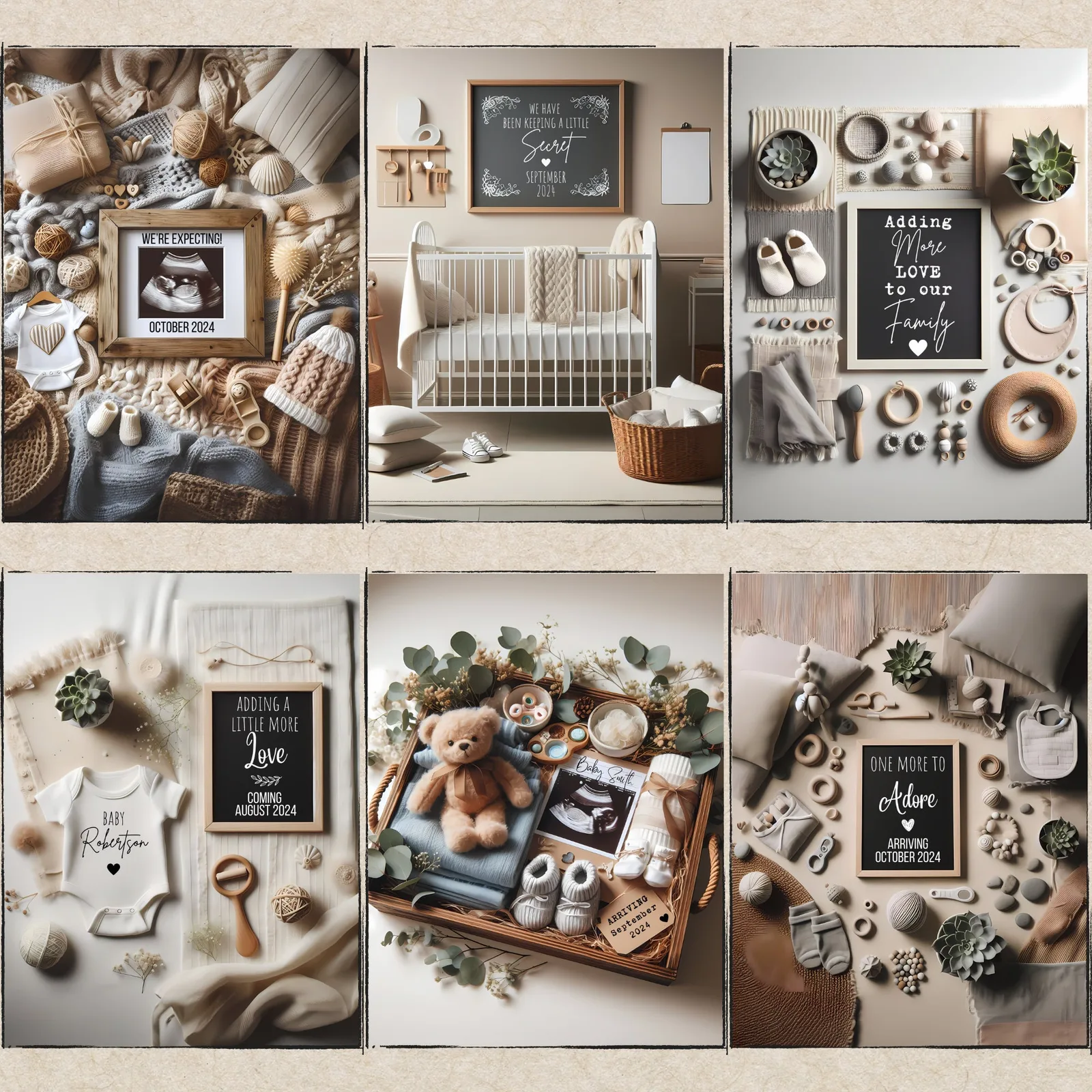 Neutral Pregnancy Announcement Templates, Minimalist Canva Bundle for Social Media & Print Baby Announcements digital download preview by Cute & Co.