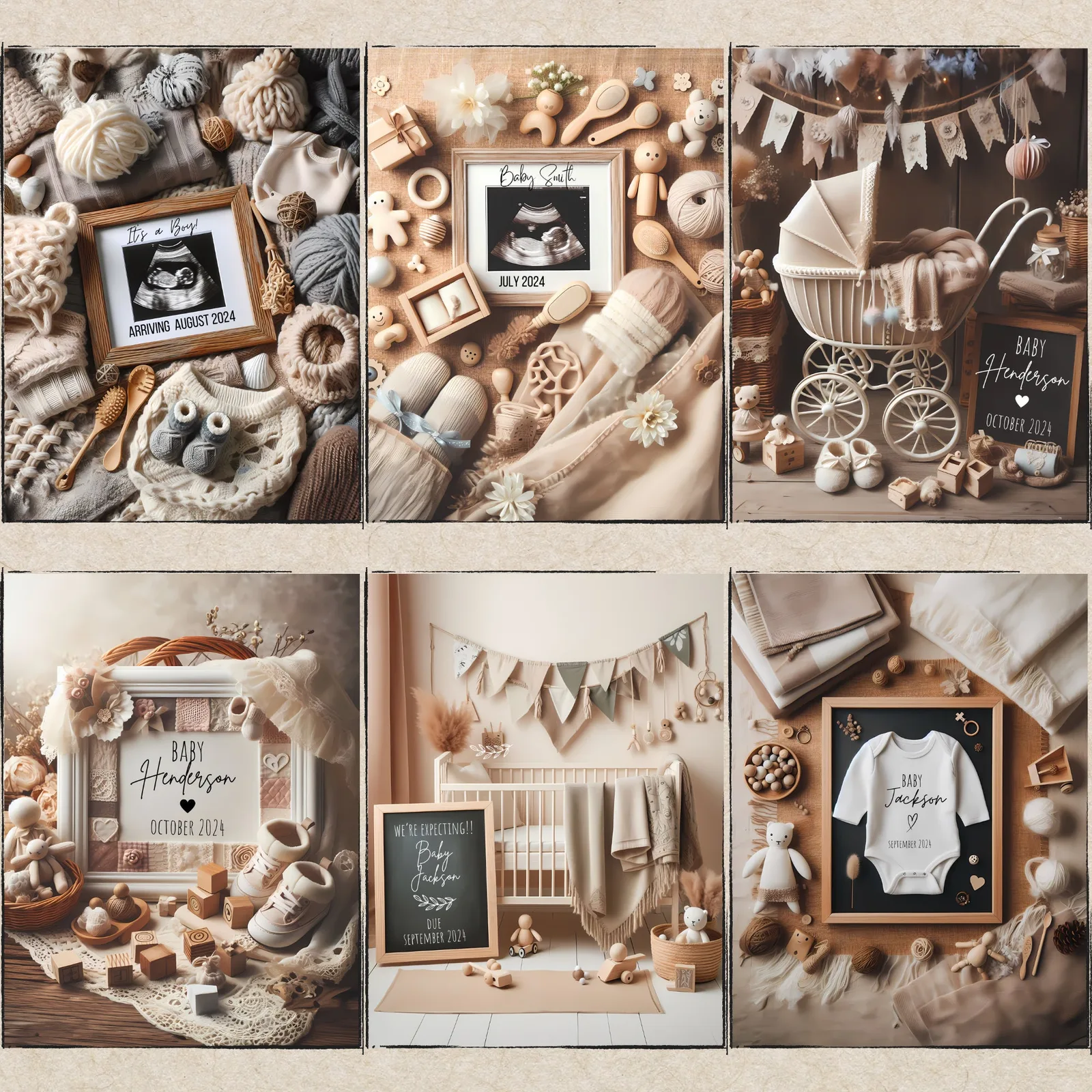 Neutral Pregnancy Announcement Templates, Minimalist Canva Bundle for Social Media & Print Baby Announcements digital download preview by Cute & Co.