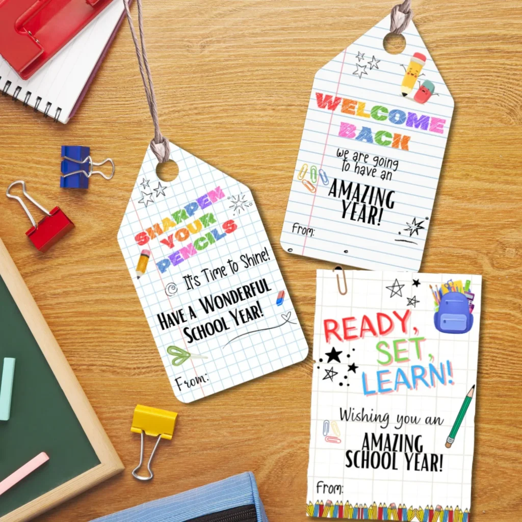 Back to School Gift Tags, Teacher Student Printable (PDF) Back to school digital download preview by Cute & Co.