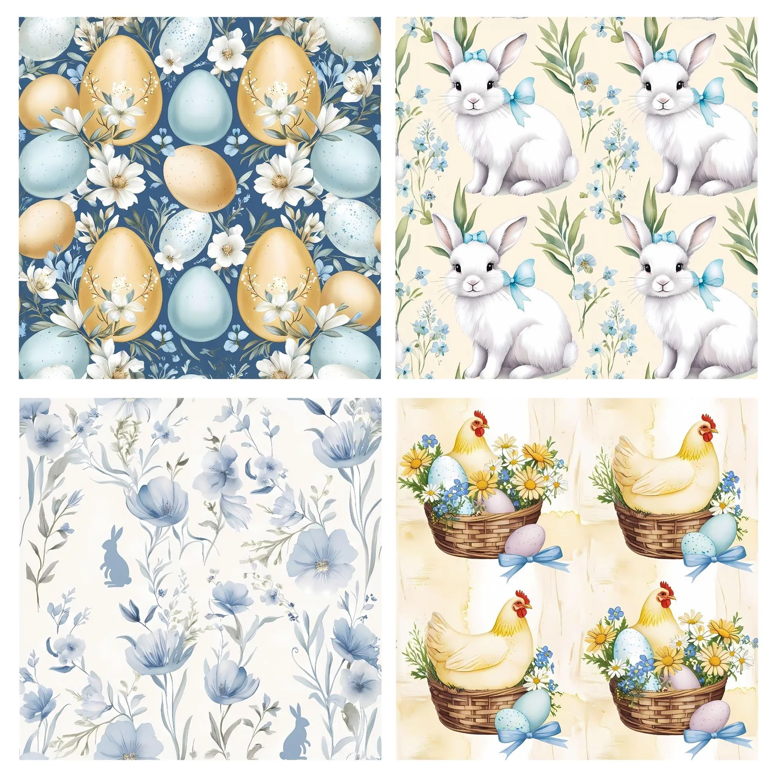 Blue Easter Seamless Paper, Watercolor Floral, Boho Spring (Digital Download) Digital Papers digital download preview by Cute & Co.