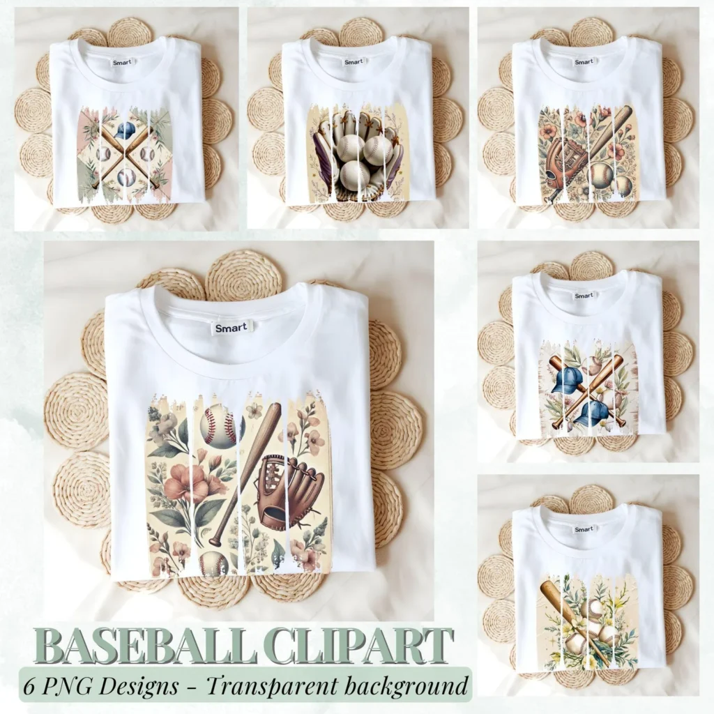 Vintage Baseball Mama PNG Clipart, Boho Brushstroke (Digital Download) Cliparts digital download preview by Cute & Co.