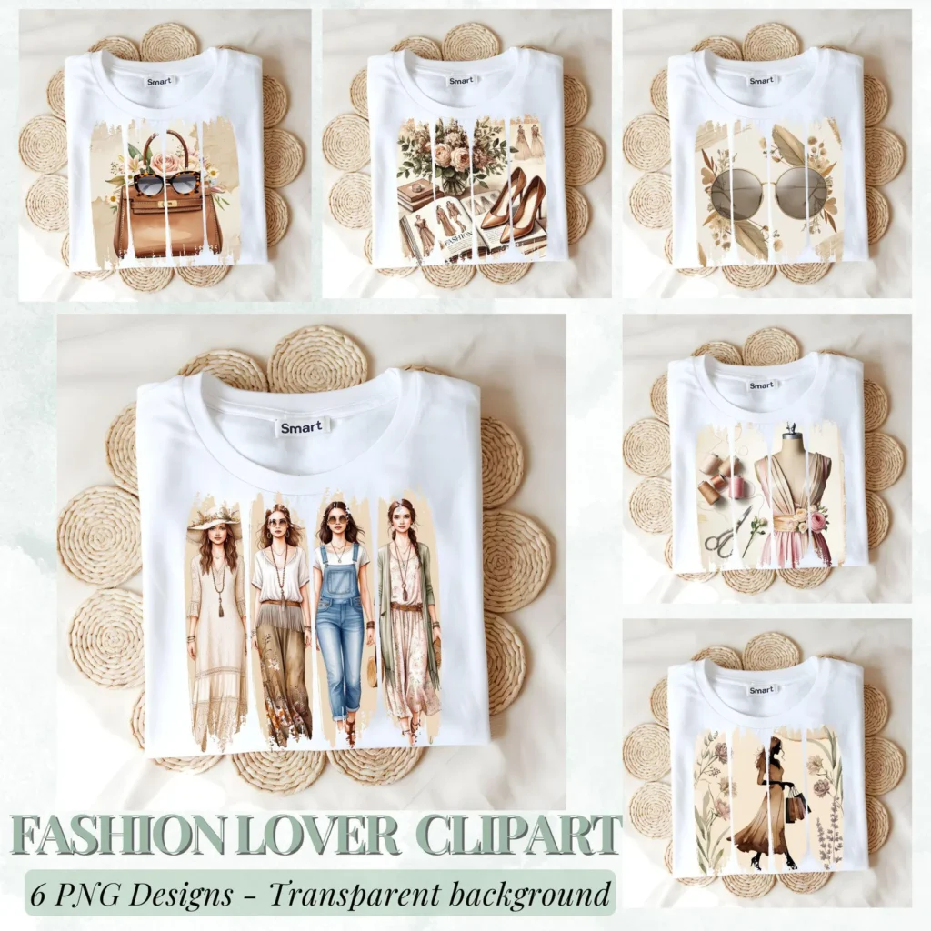 Watercolor Fashion Girls Clipart | Designer Handbag PNG Bundle (Digital Download) Cliparts digital download preview by Cute & Co.