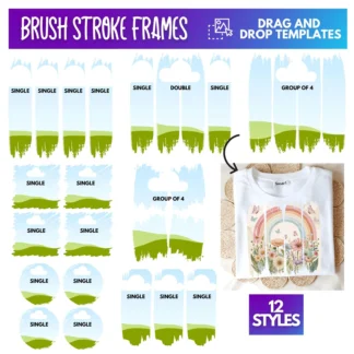 Brush Stroke Canva Frames, Drag & Drop Template Kit (Digital Template Pack) Canva Frames digital download preview by Cute & Co.