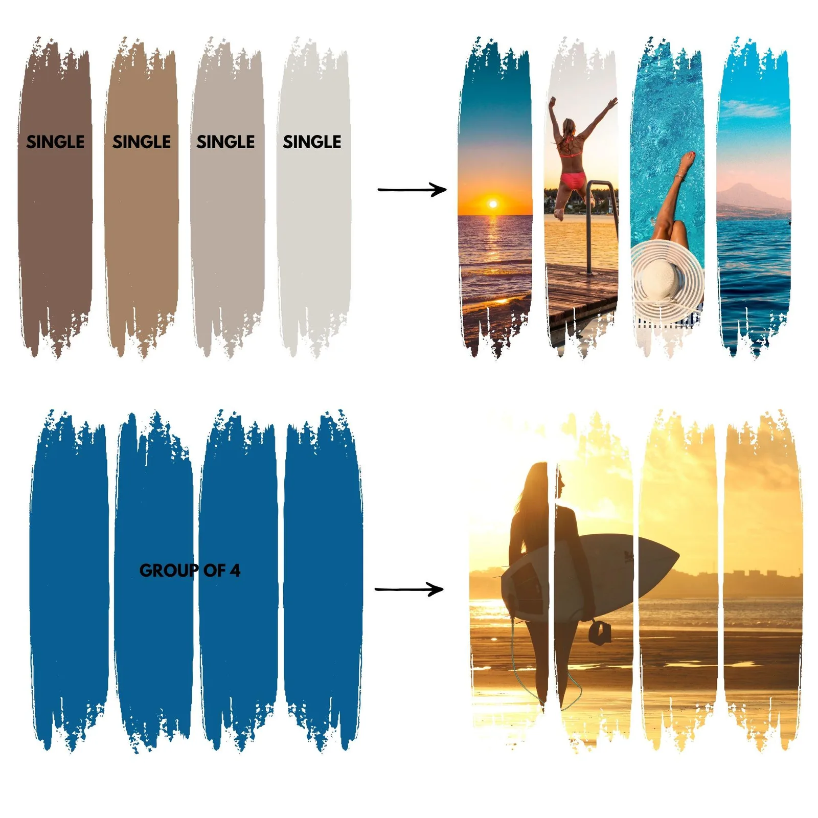 Brush Stroke Canva Frames, Drag & Drop Template Kit (Digital Template Pack) Canva Frames digital download preview by Cute & Co.