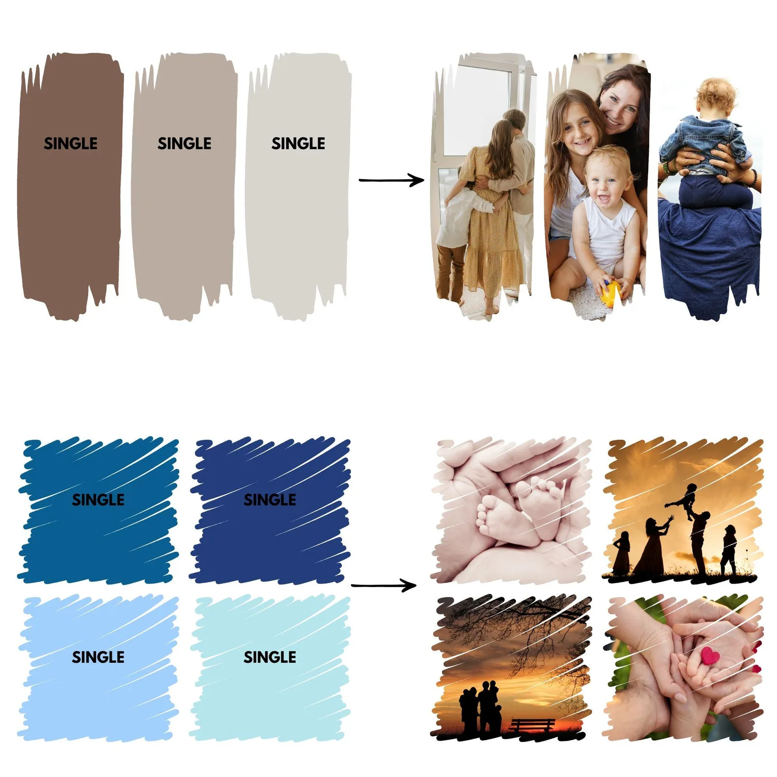 Brush Stroke Canva Frames, Drag & Drop Template Kit (Digital Template Pack) Canva Frames digital download preview by Cute & Co.