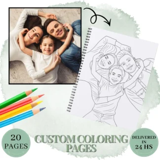 20 Custom Coloring Pages from Photo – Personalized Portraits, Family & Pet Sketches (Digital Download)