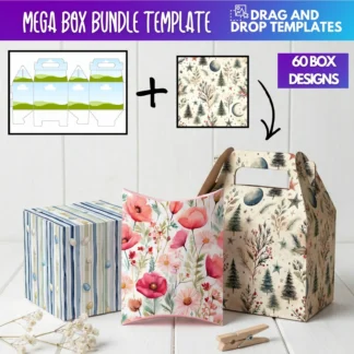 60 Gift Box Templates for Canva | Editable DIY Packaging Design Kit | Printable Boxes Canva Frames digital download preview by Cute & Co.