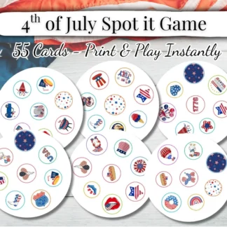 4th of July Spot It Game | USA 250 Independence Printable Digital Download Printables digital download preview by Cute & Co.