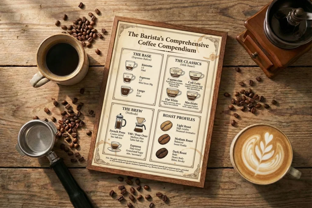 Barista Coffee Guide Poster, Espresso Drink Chart, Vintage Coffee Wall Art (Digital Download) Home Decor Prints digital download preview by Cute & Co.