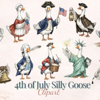 4th of July Silly Goose Clipart Funny Patriotic Bird PNG Independence Sublimation