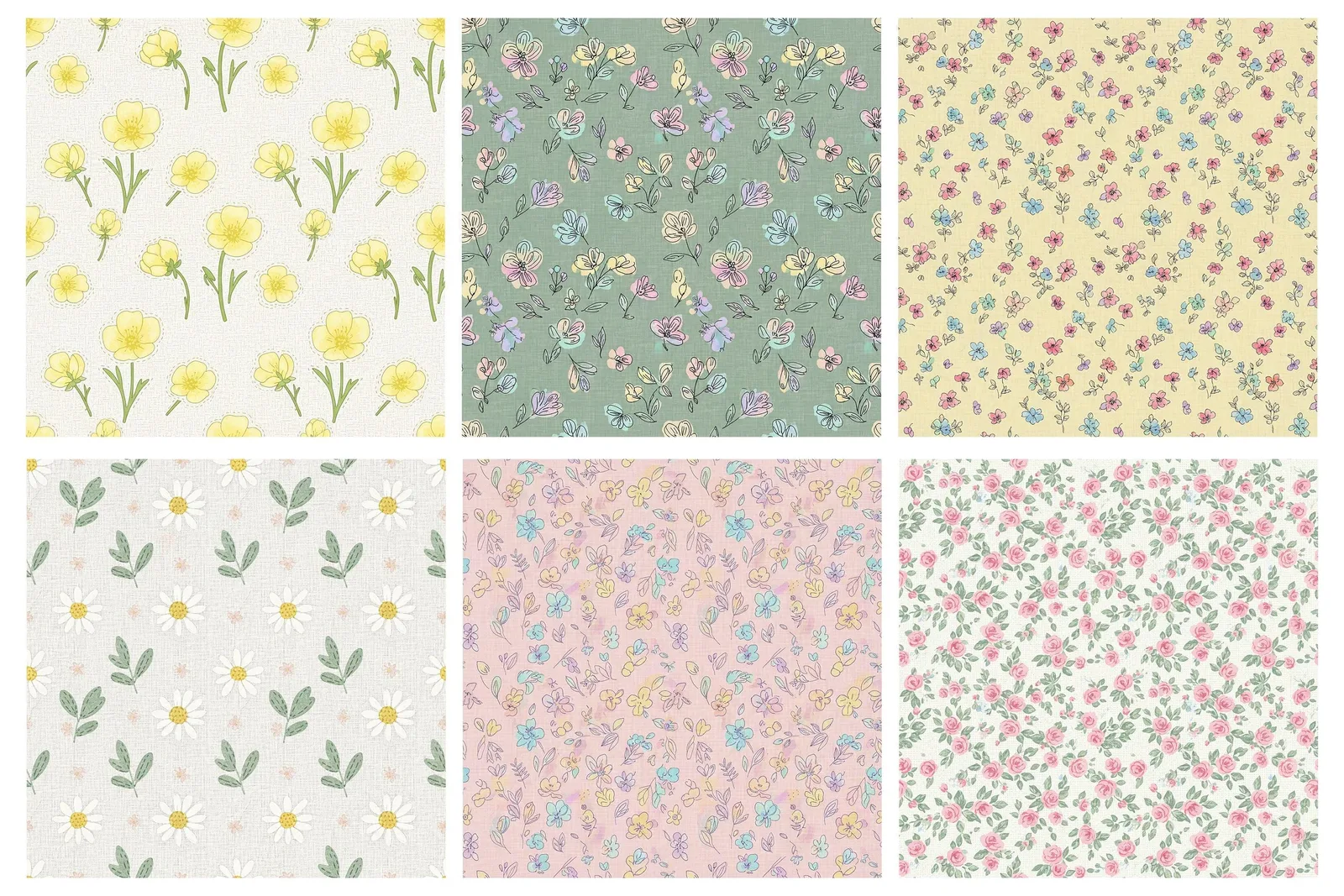 Cozy Patchwork Easter Digital Paper, Pastel Gingham Fabric Textures, Quilted Spring Seamless Patterns Digital Papers digital download preview by Cute & Co.