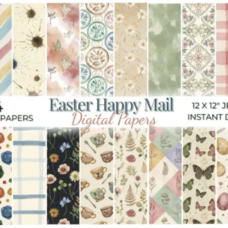 Easter Happy Mail Digital Paper, Vintage Envelope Textures, Pastel Snail Mail Seamless Patterns Digital Papers digital download preview by Cute & Co.
