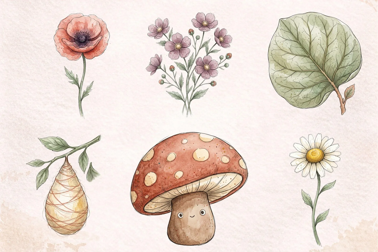 Cute Watercolor Bug Clipart Bundle | Whimsical Insects PNG Digital Download Transparent