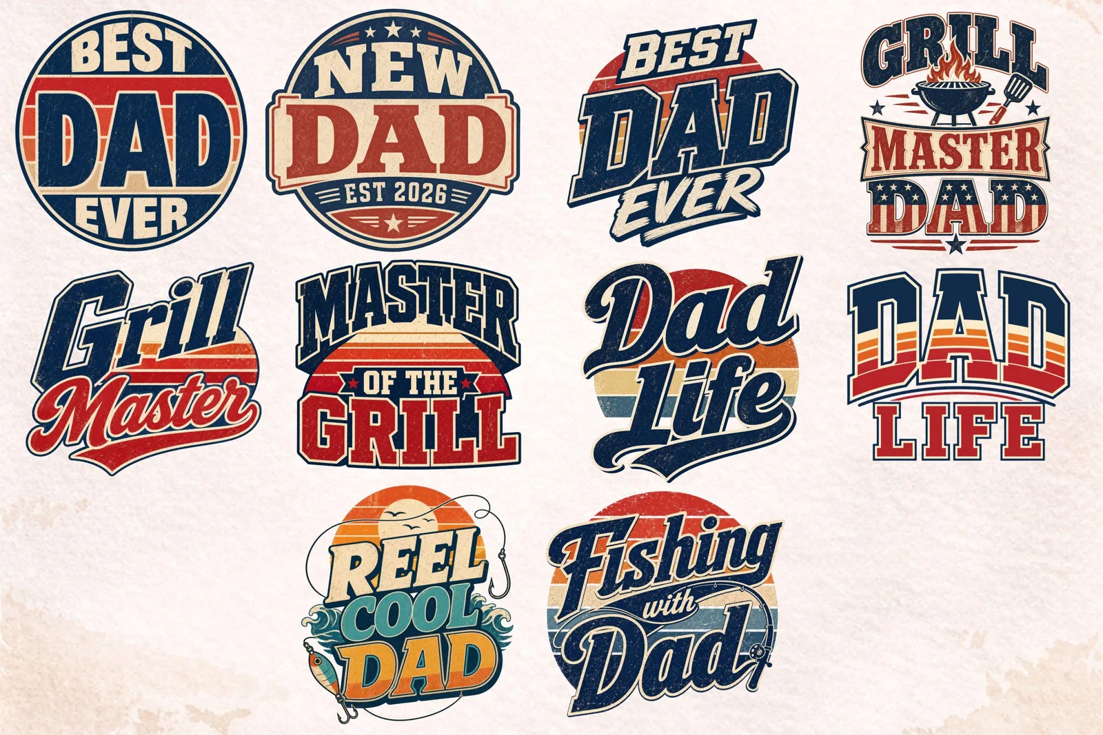 Father’s Day PNG Bundle, Retro Dad Shirt Designs, Funny Dad Quotes for Gifts