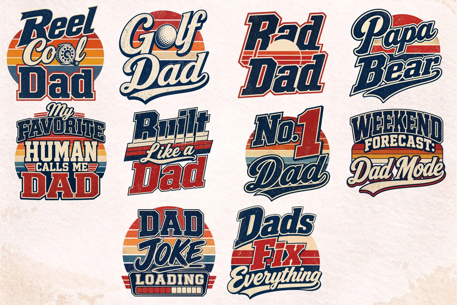 Father’s Day PNG Bundle, Retro Dad Shirt Designs, Funny Dad Quotes for Gifts