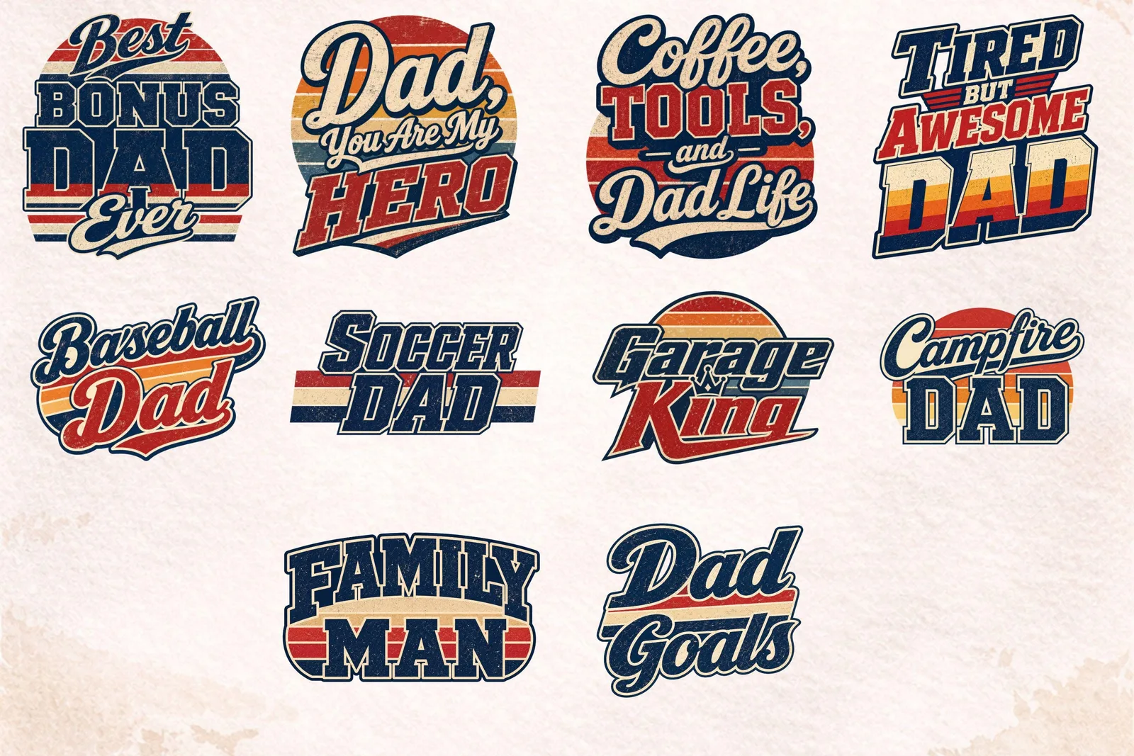 Father’s Day PNG Bundle, Retro Dad Shirt Designs, Funny Dad Quotes for Gifts