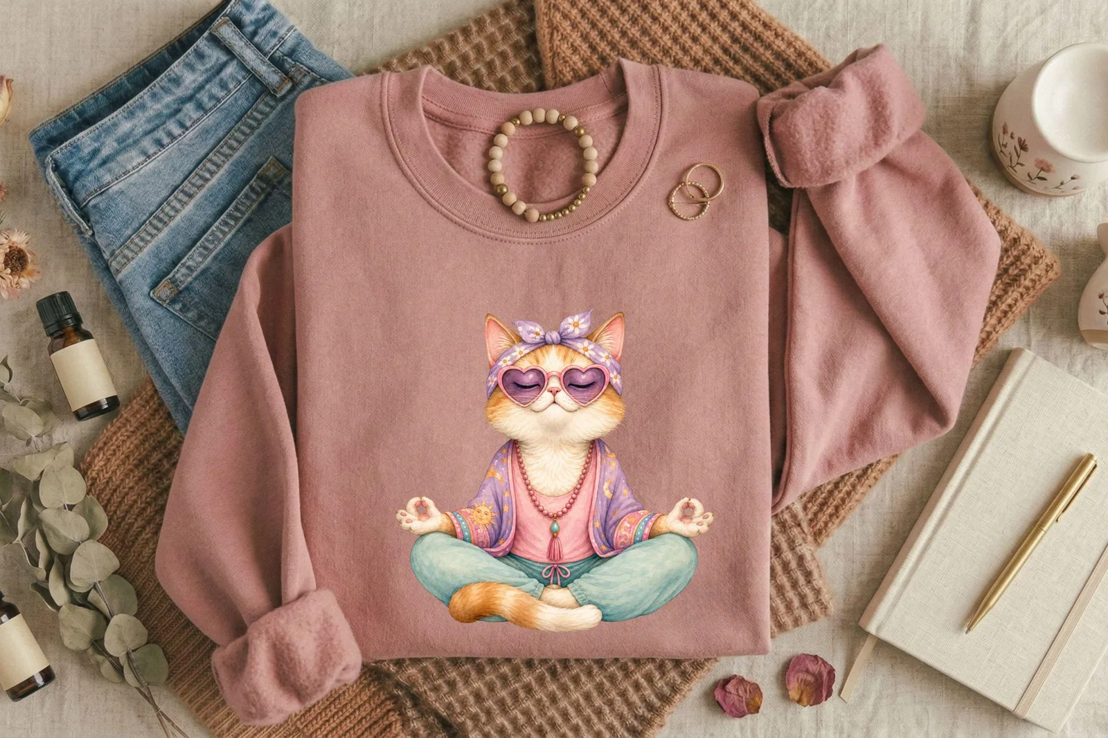 Sassy Zen Watercolor Clipart Bundle, Funny Self Care Yoga PNG Cliparts digital download preview by Cute & Co.
