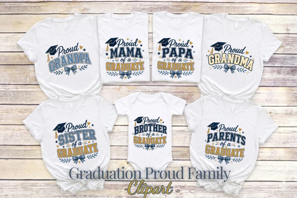 Graduation Proud Family PNG Bundle, Class of 2026 Sublimation Designs for Shirts and Gifts Cliparts digital download preview by Cute & Co.