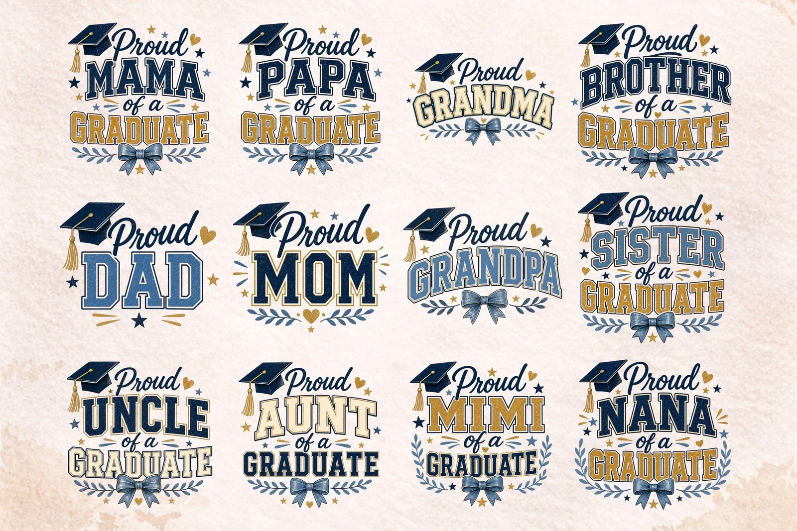 Graduation Proud Family PNG Bundle, Class of 2026 Sublimation Designs for Shirts and Gifts Cliparts digital download preview by Cute & Co.