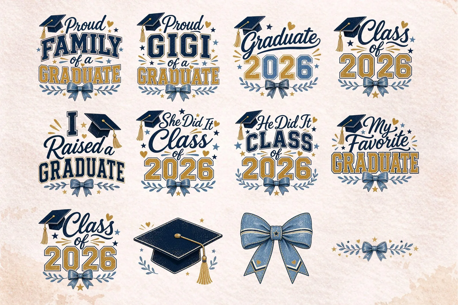 Graduation Proud Family PNG Bundle, Class of 2026 Sublimation Designs for Shirts and Gifts Cliparts digital download preview by Cute & Co.