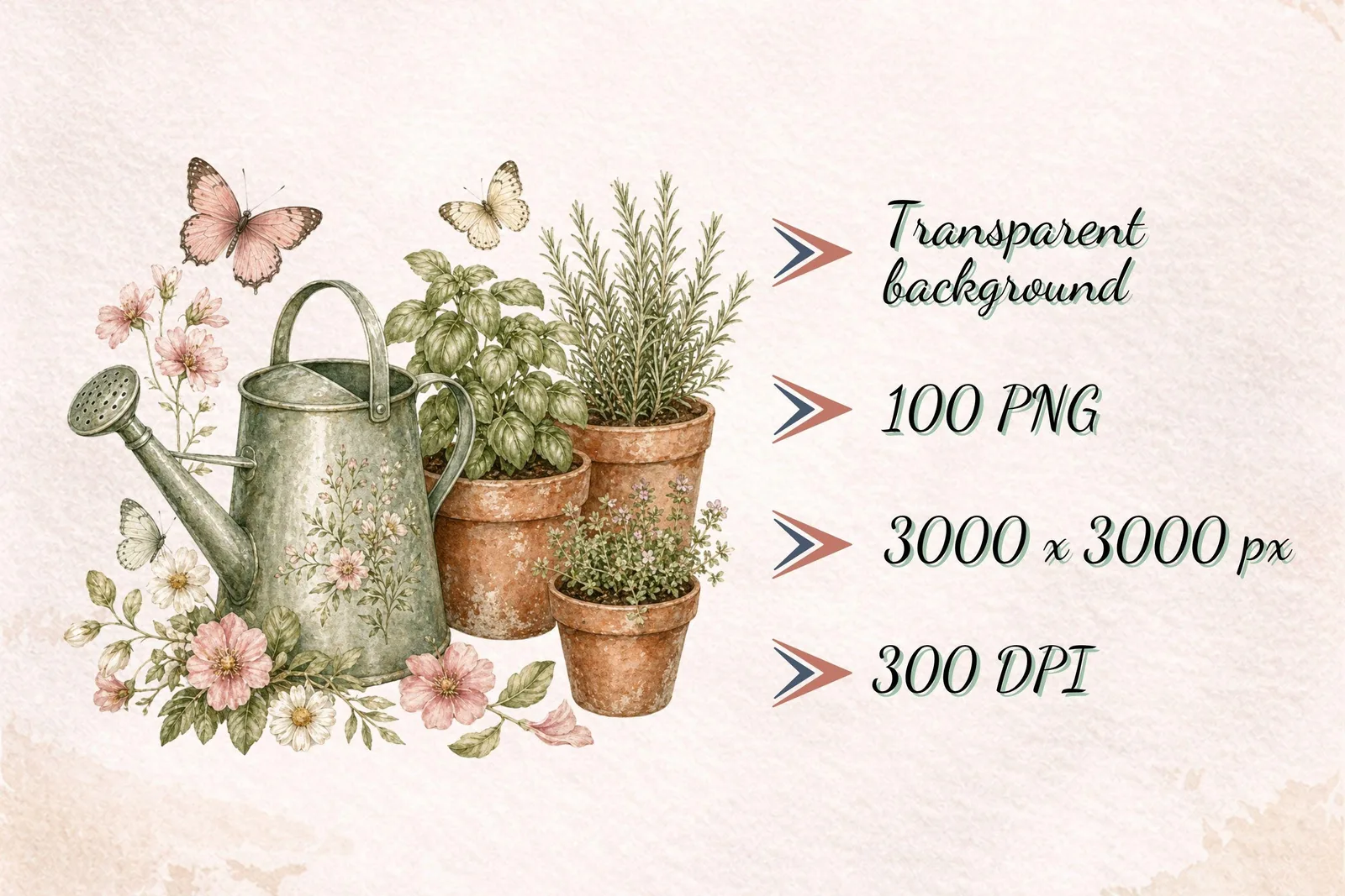Cottagecore Journal Clipart Bundle, Garden Planner Ephemera PNG Cliparts digital download preview by Cute & Co.