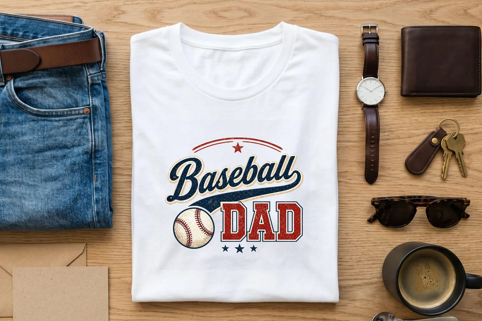 Baseball Dad PNG Retro Sports Shirt Design for Fathers Day Game Day Gifts