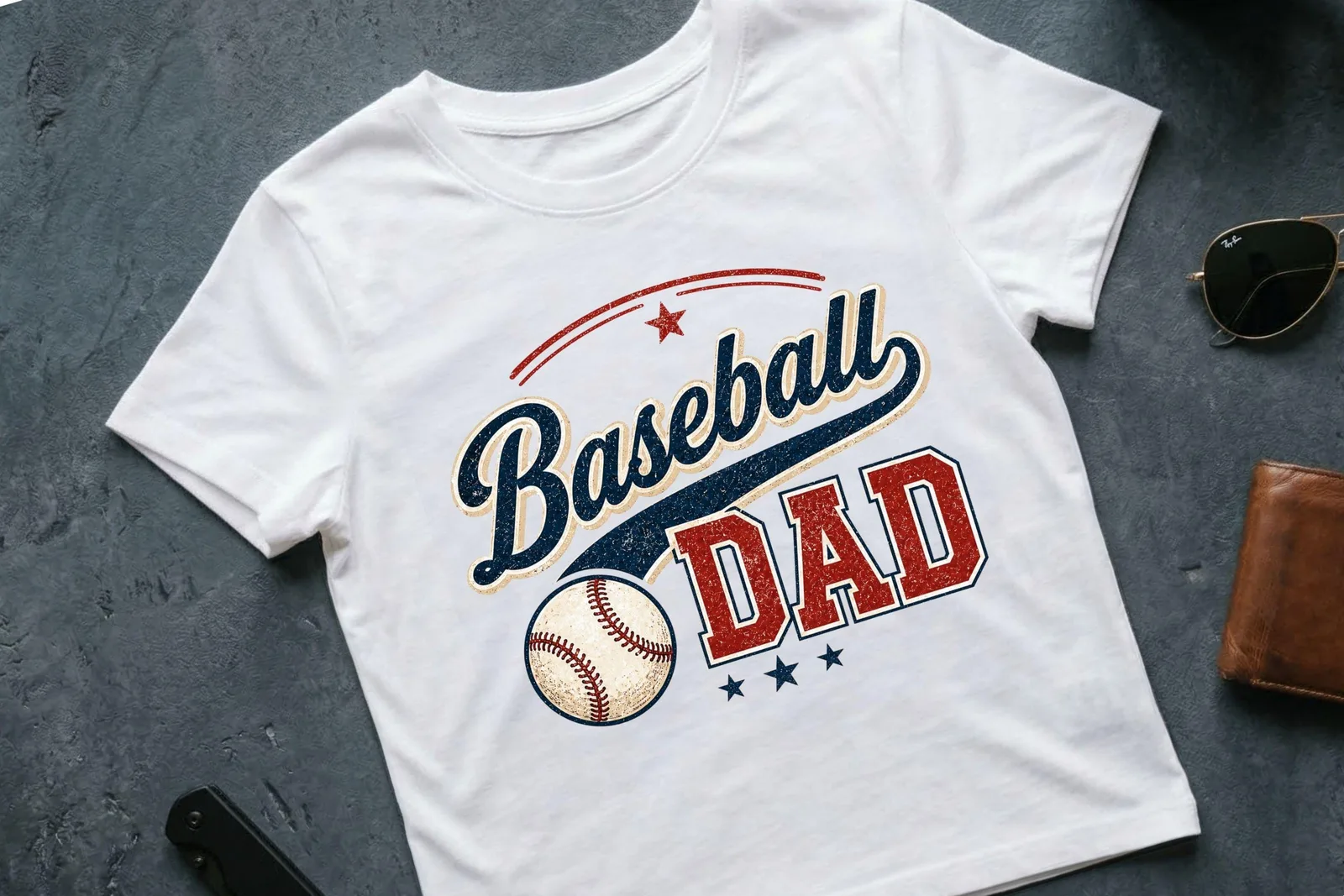 Baseball Dad PNG Retro Sports Shirt Design for Fathers Day Game Day Gifts