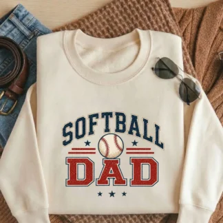 Softball Dad PNG Retro Sports Shirt Design for Fathers Day Game Day Gifts Cliparts digital download preview by Cute & Co.