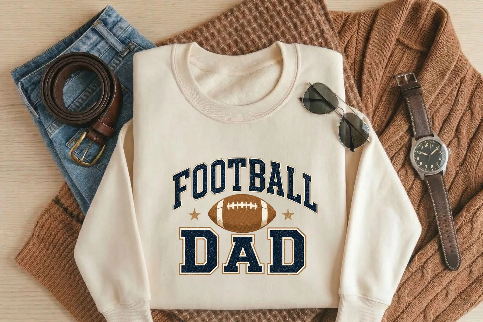 Football Dad PNG Retro Sports Shirt Design for Fathers Day Game Day Gifts Cliparts digital download preview by Cute & Co.