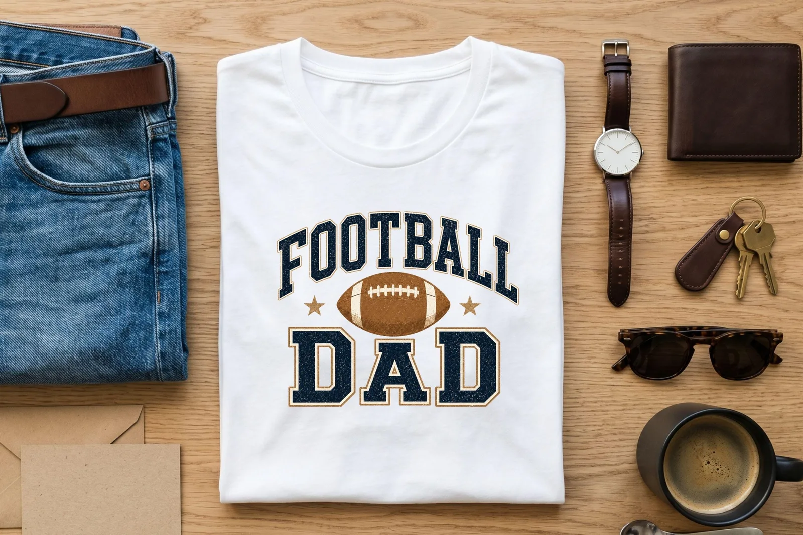 Football Dad PNG Retro Sports Shirt Design for Fathers Day Game Day Gifts Cliparts digital download preview by Cute & Co.