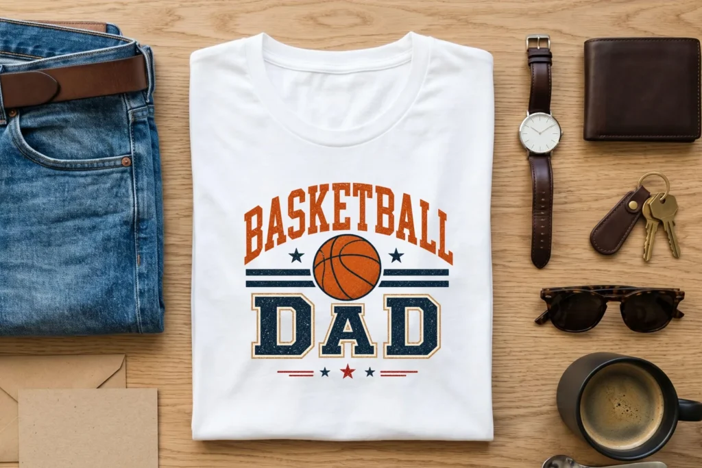 Basketball Dad PNG Retro Sports Shirt Design for Fathers Day Game Day Gifts Cliparts digital download preview by Cute & Co.