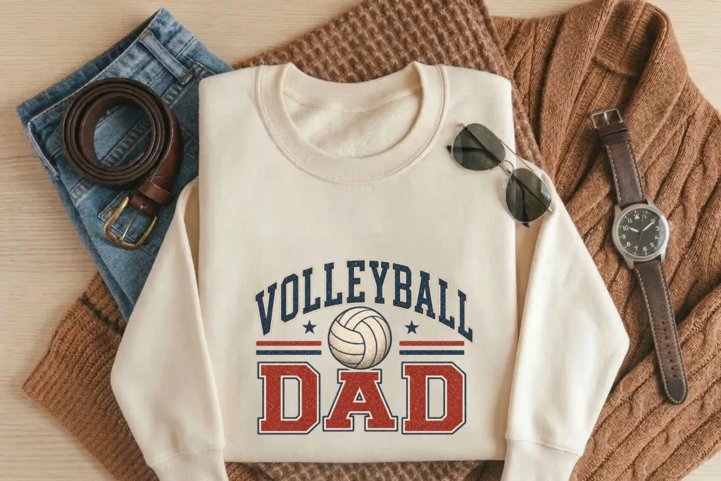 Volleyball Dad PNG Retro Sports Shirt Design for Fathers Day Game Day Gifts Cliparts digital download preview by Cute & Co.