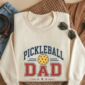 Pickleball Dad PNG Retro Sports Shirt Design for Fathers Day Game Day Gifts Cliparts digital download preview by Cute & Co.