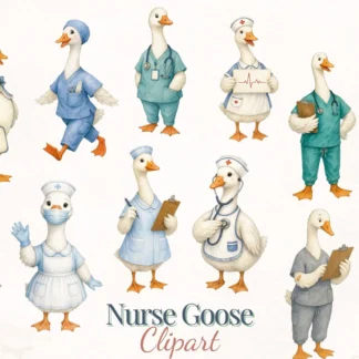 Nurse Goose Clipart Bundle, Medical Profession PNG, Healthcare Teacher Appreciation Graphics
