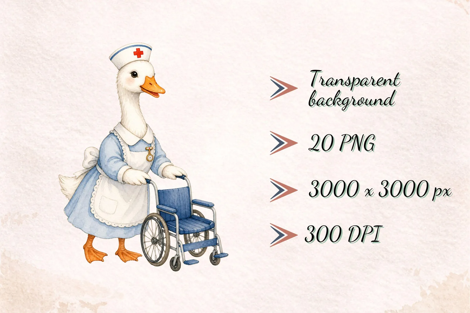 Nurse Goose Clipart Bundle, Medical Profession PNG, Healthcare Teacher Appreciation Graphics Cliparts digital download preview by Cute & Co.