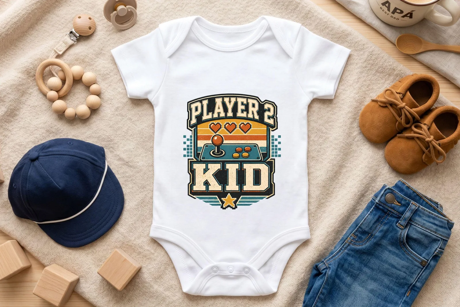Player 1 Dad Player 2 Kid PNG, Father's Day Matching Gamer Shirt Design Cliparts digital download preview by Cute & Co.