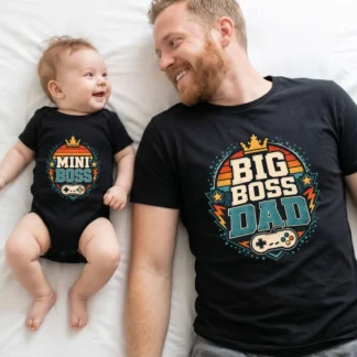 Big Boss Dad Mini Boss Kid PNG, Father's Day Gamer Matching Shirt Design